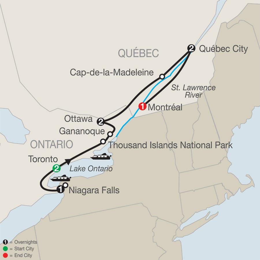 Kaart Quebec kanada linnad