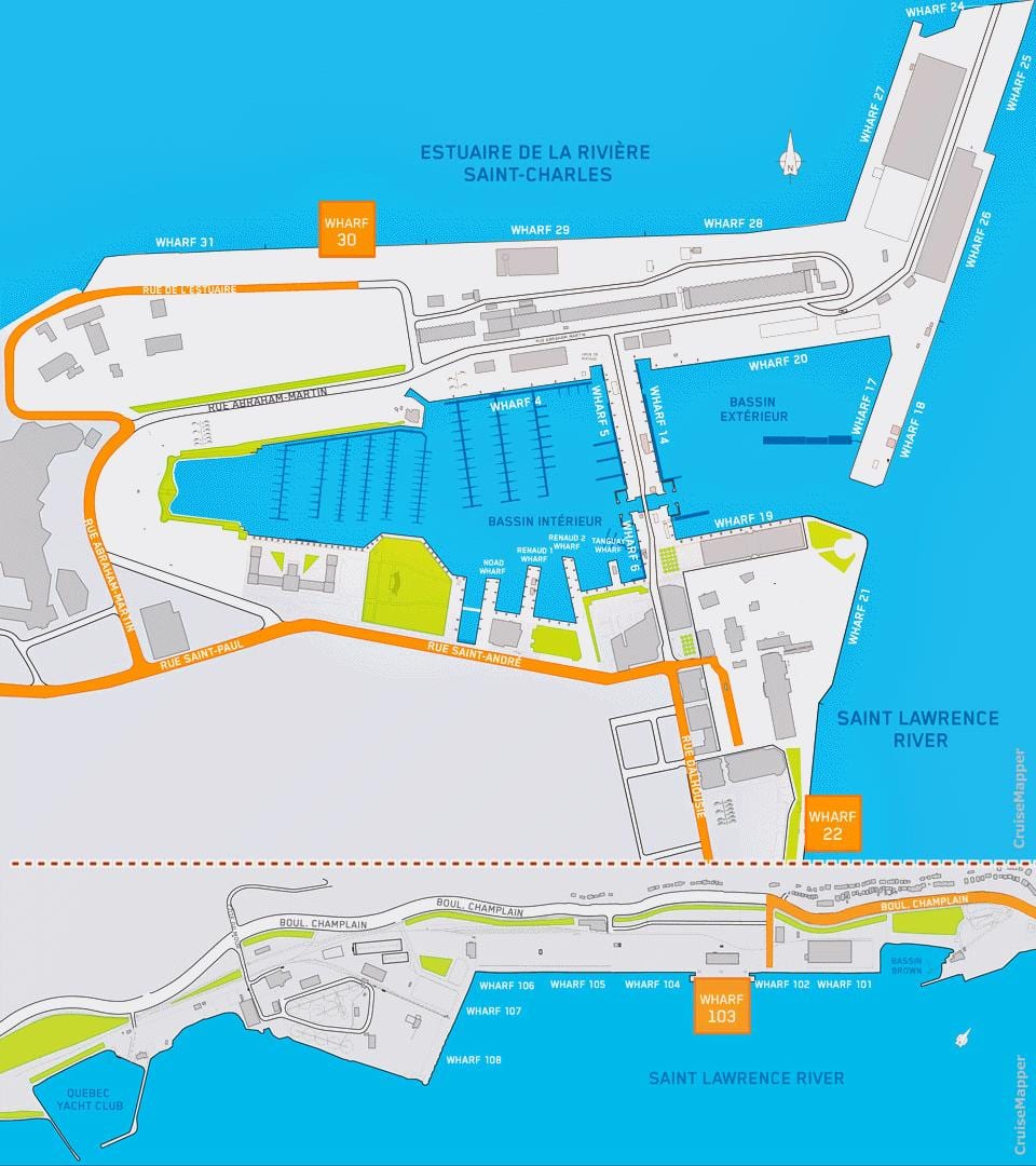 Kaart Quebec City cruise terminal