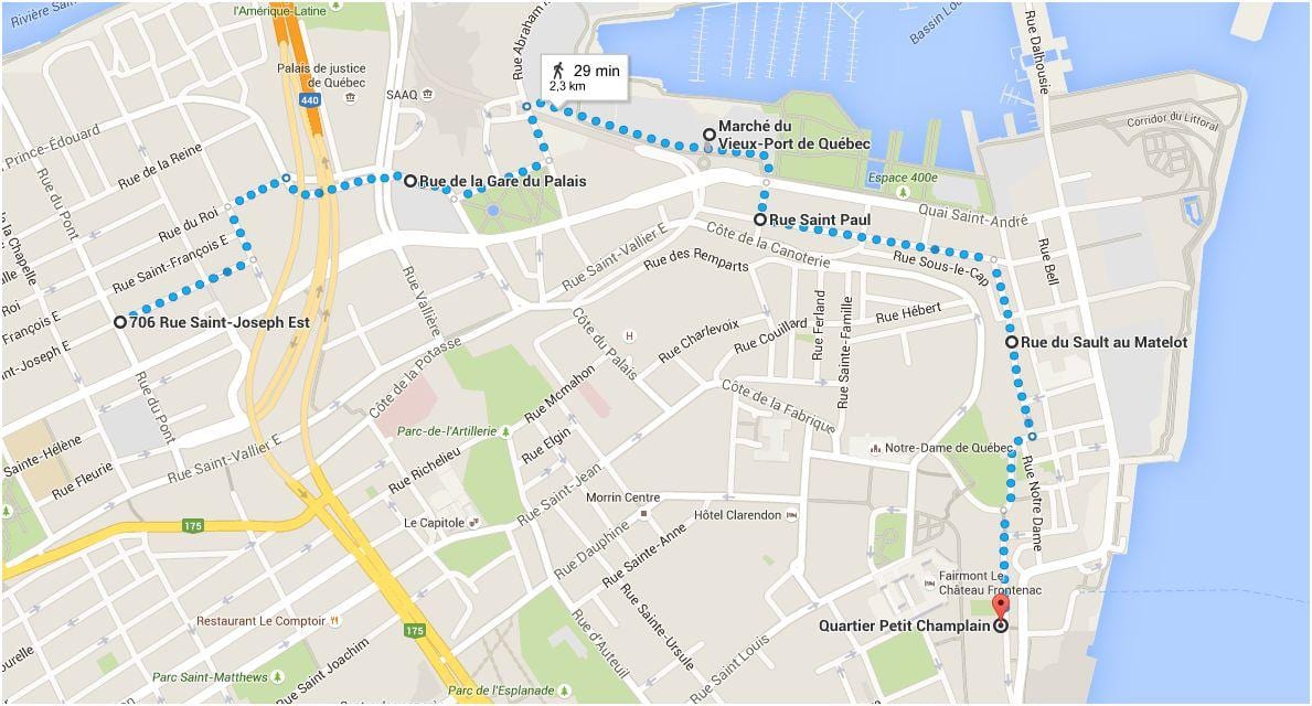Kaart Quebec City väiksem linn