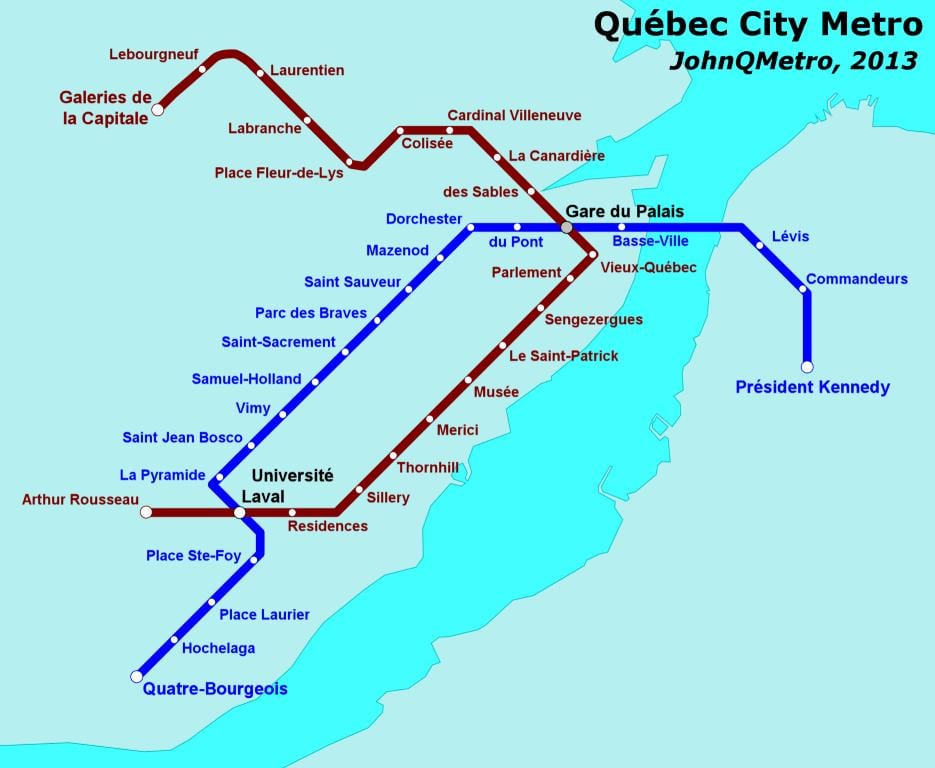 Quebec City metroo kaart