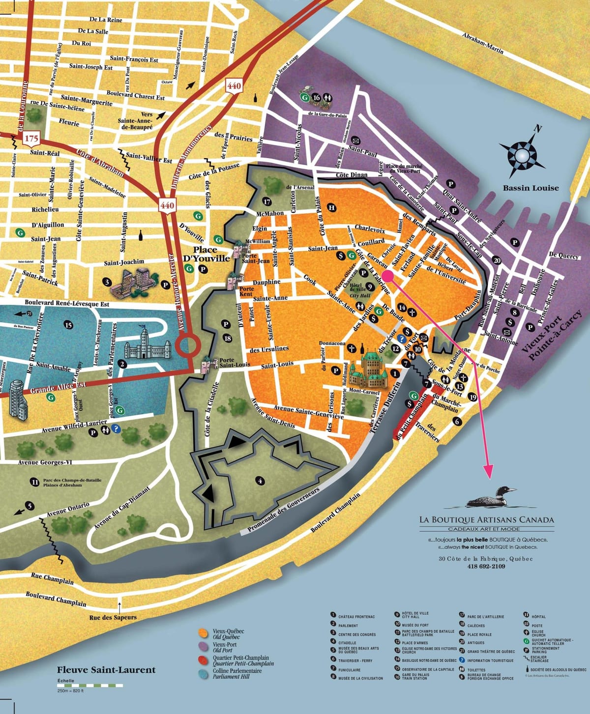 Kaart Quebec City vaatamisväärsused